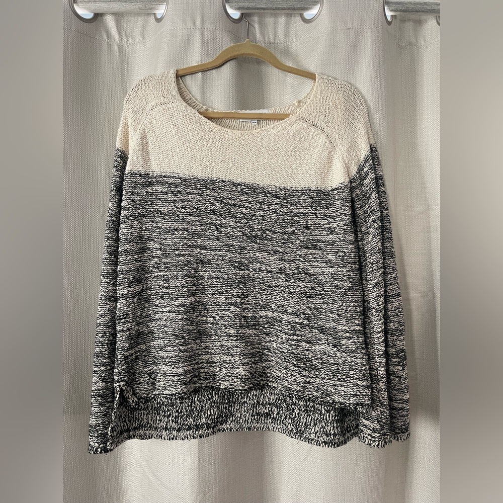 John + Jenn Black and Cream Crew Neck Sweater